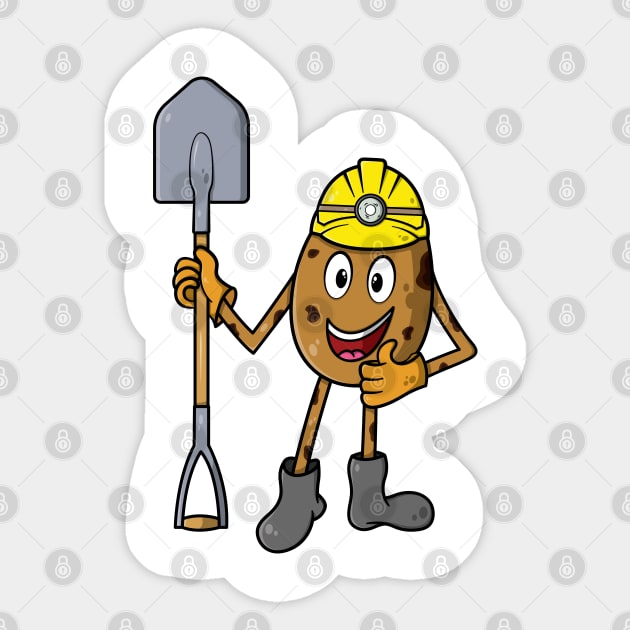 Miner potato holding a shovel Sticker by TTirex